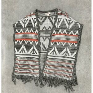 Arizona Jean Co Aztec Fringe Vest Women's Small Southwest Open Front
